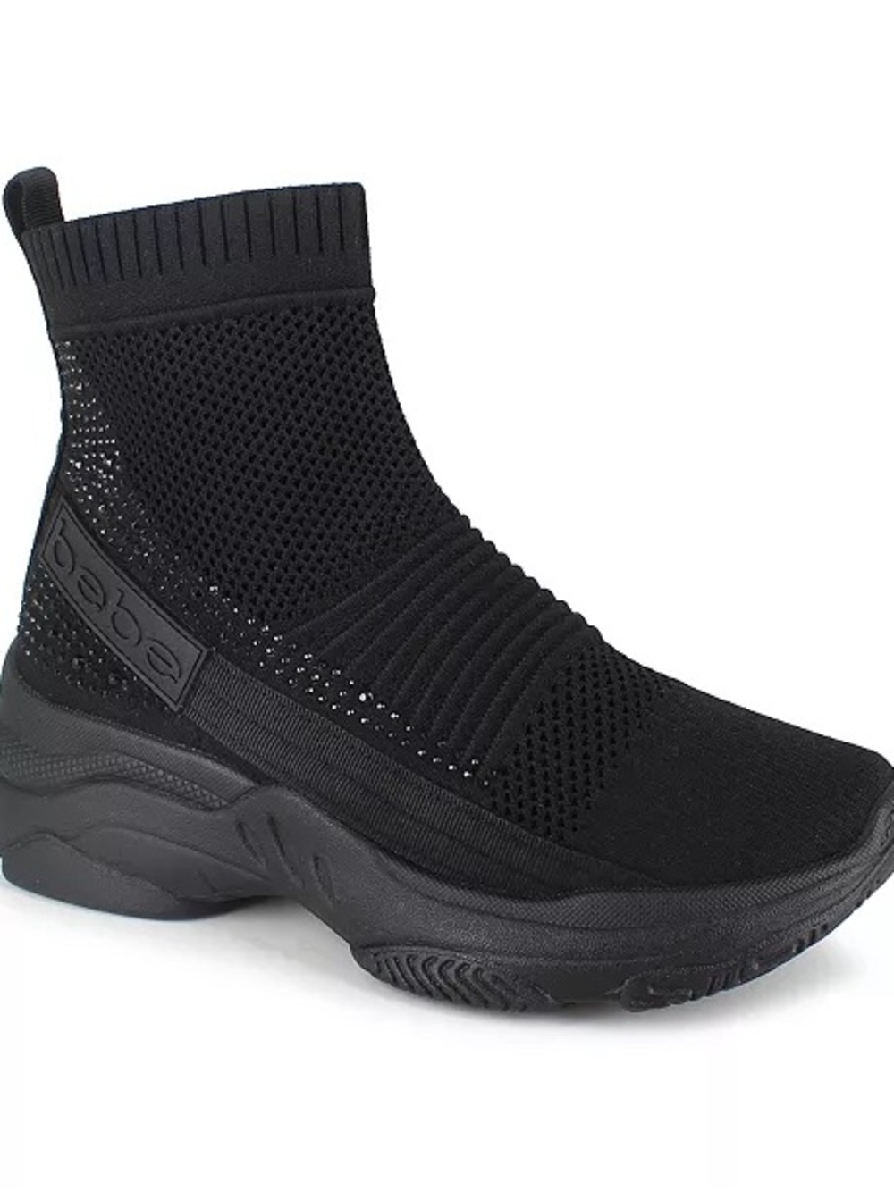 bebe Aspen Women's Knit Embellished High-Top Sock Sneakers 7.5